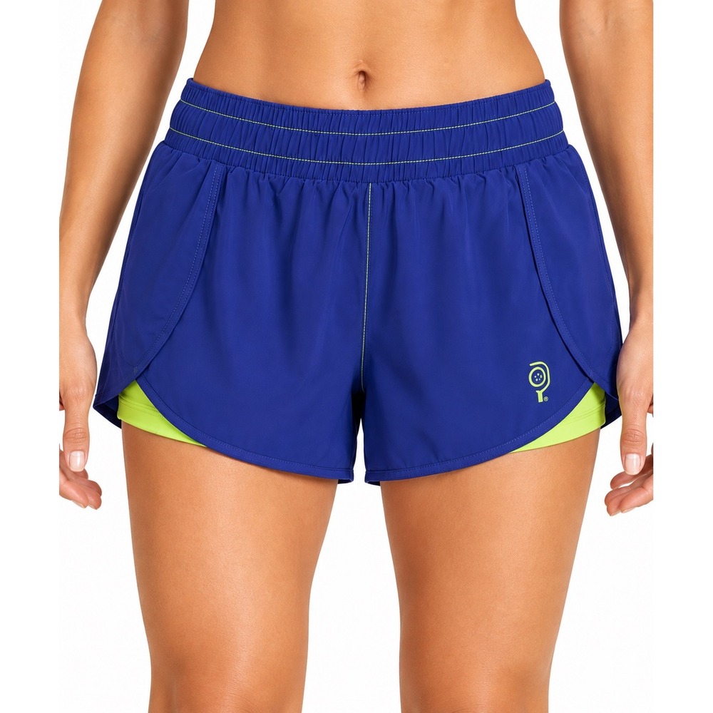 Baddle Pickleball Women's Black Aqua 5" Lined Athletic Shorts Size M
